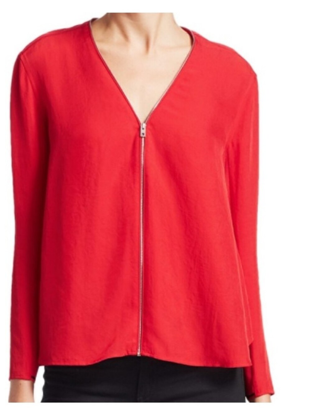 rag & bone 🛍Vanessa Zip-Front V-Neck Top in Bright Red